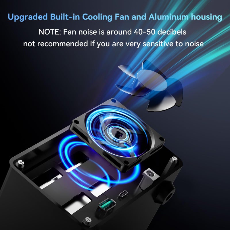 CENMATE Aluminum 2 Bay 10Gbps Hard Drive Enclosure with Cooling Fan for 2.5â€œ/3.5" SATA HDD/SSD with USB A/C 3.2 Gen 2, Support Hot Swappable, Tool-Free HDD Enclosure, DAS(NO RAID/NAS) - Image 4