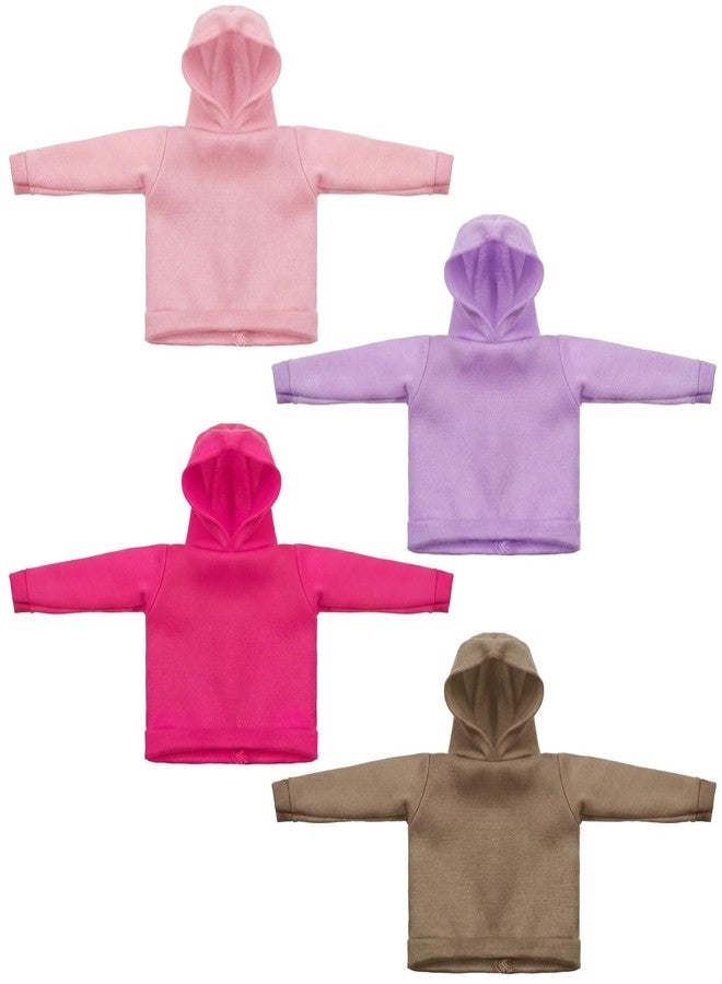 Bencailor 4 Pcs Doll Clothes Winter Sweater Hoodie Accessories Cute Hoodie Clothing Set (Pink, Purple, Rose Red, Brown,11.5 Inch Doll) - Image 1