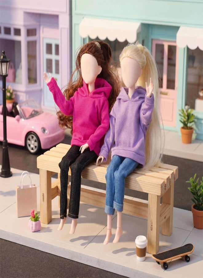 Bencailor 4 Pcs Doll Clothes Winter Sweater Hoodie Accessories Cute Hoodie Clothing Set (Pink, Purple, Rose Red, Brown,11.5 Inch Doll) - Image 4