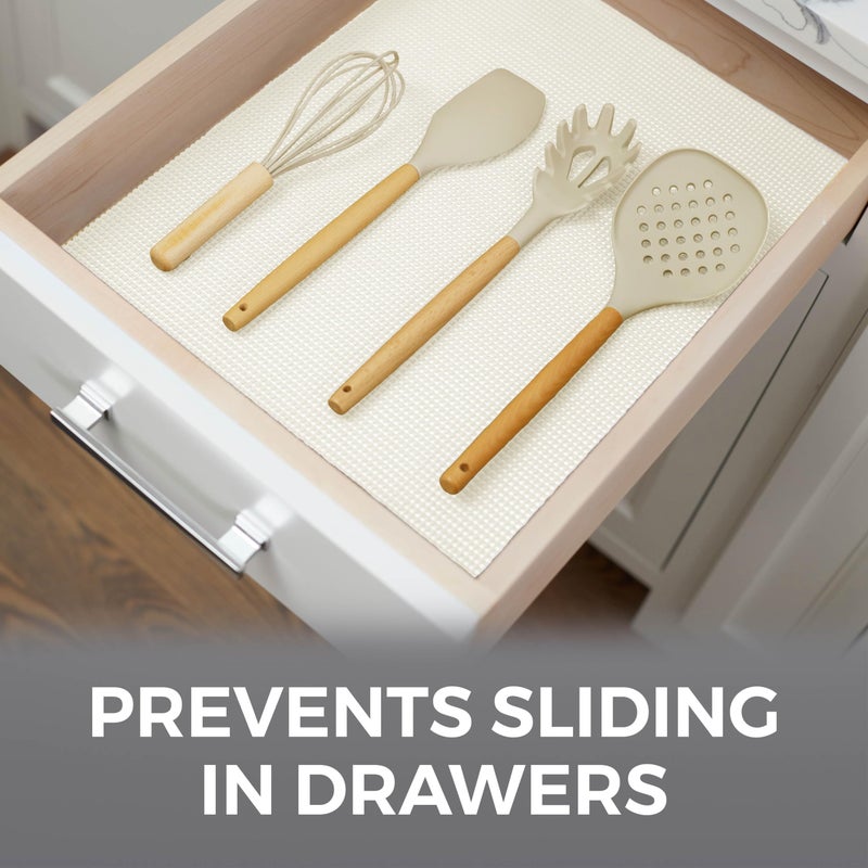 HOME GENIE Shelf Drawer and Cabinet Liner, Durable with Strong Grip, 17.5 in x 20 FT, Non Adhesive Liners Protect Kitchen Cabinets and Cupboard, Pantry, Bathroom Drawers and Shelves, Desks, White - Image 3