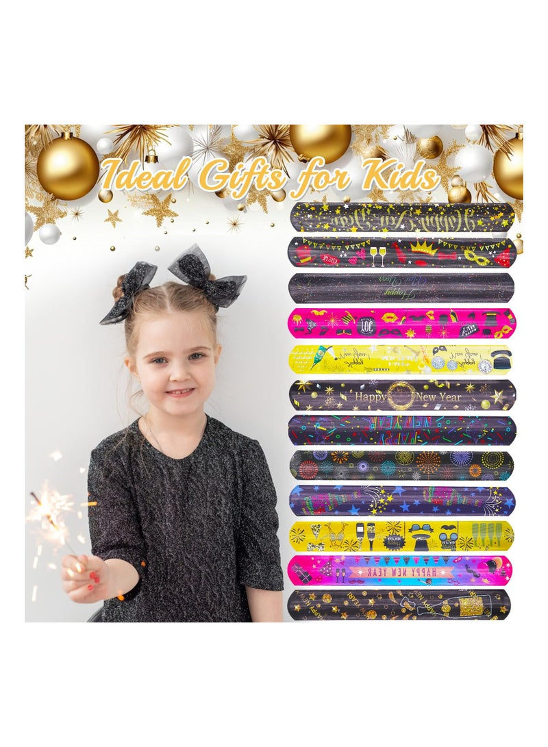 Excefore 24 Pcs Slap Bracelet for Kids Party Bag Fillers, New Year Wristbands Fun Boys and Girls Slap Bands Bulk Vinyl Rolls for Birthday Gift Goodie Bag Flavors School Classroom Little Toys  - Image 3