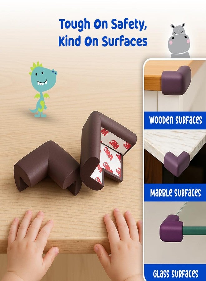 BUMTUM Baby Proofing Corner Guards | 10 Pieces I Pre-Taped Corner Protectors Child Safety Edge Cushion Guards for Sharp Edges of Bed, Table & Furniture (Brown) - Image 3