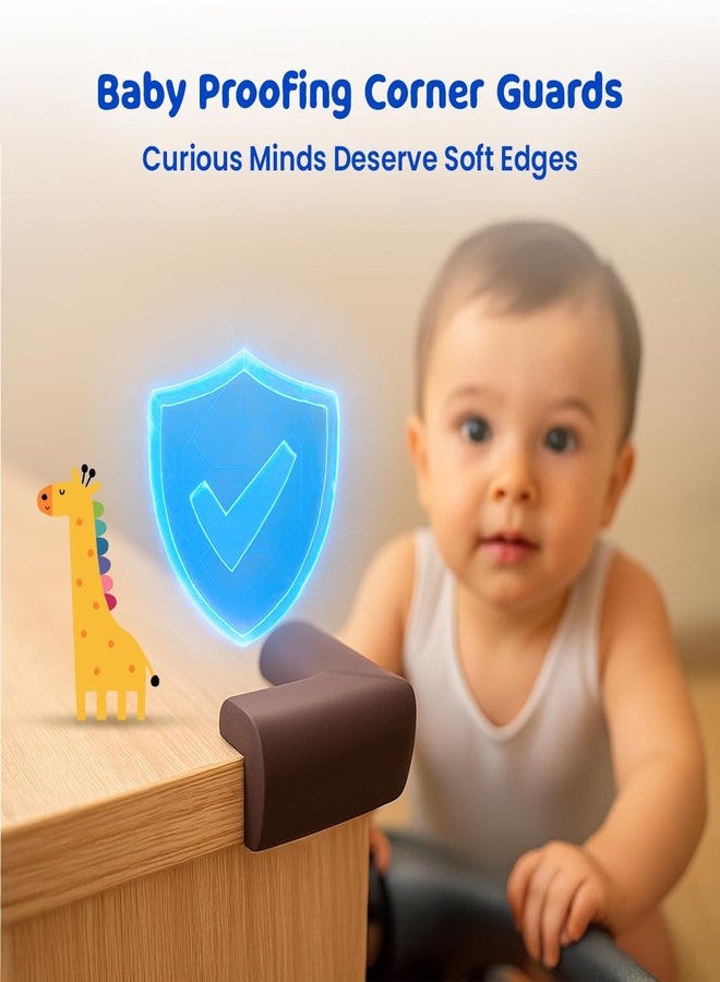 BUMTUM Baby Proofing Corner Guards | 10 Pieces I Pre-Taped Corner Protectors Child Safety Edge Cushion Guards for Sharp Edges of Bed, Table & Furniture (Brown) - Image 2