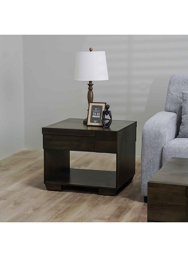 DANUBE HOME Saga End Table Multifunctional Living Room Table Space Saving Side Table Modern Design Furniture For Home Bedroom L60xW60xH50cm Light Walnut  - Image 1