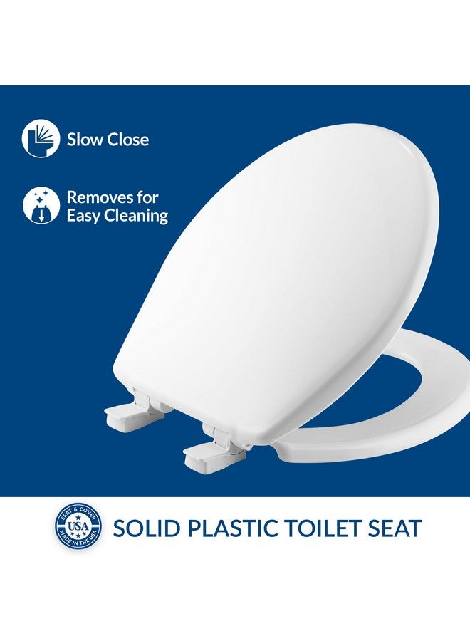 Bemis 730SLEC Slow Close Toilet Seat, Easy Clean Hinges and Durable Plastic Seat, Round, White - Image 1