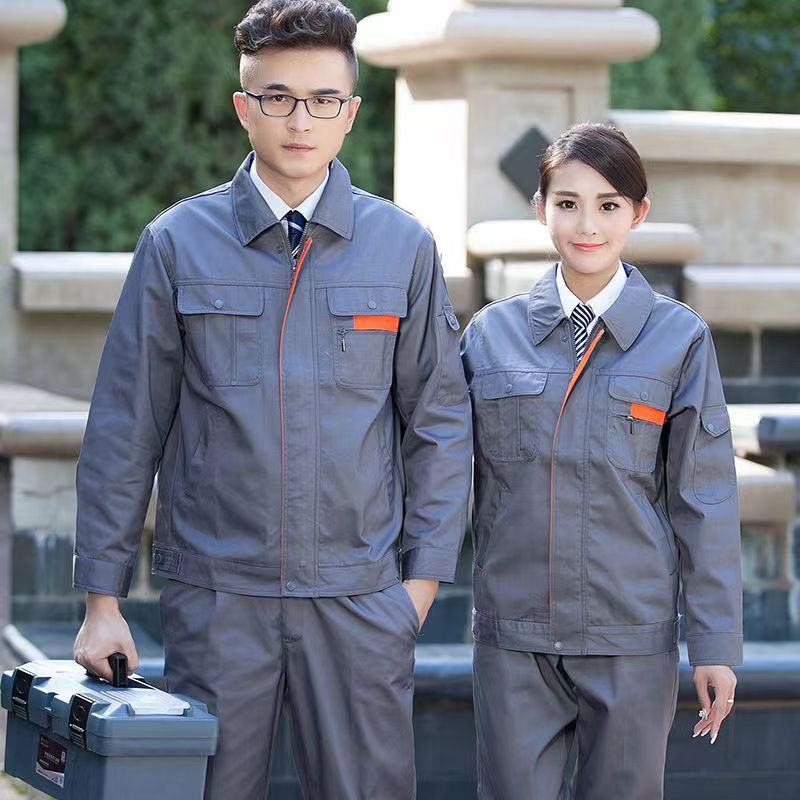 Long-Sleeved Work Clothes Set, Short-Sleeved Workshop Auto Repair Building Cleaning Engineering Tops, Wear-Resistant With Printed Embroidery - Image 2