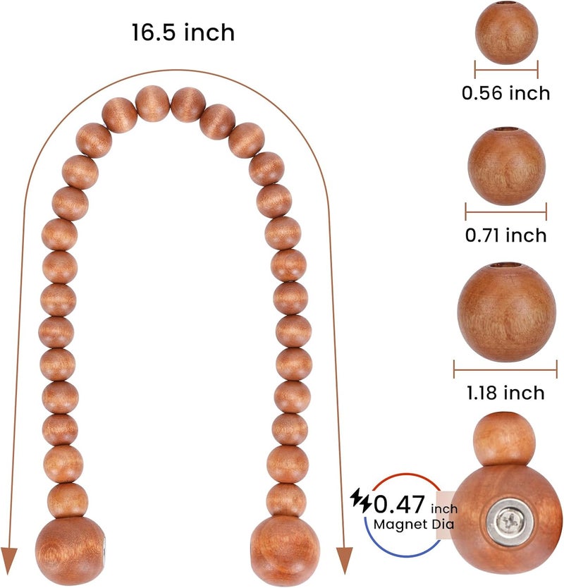 KLOGTSIND Magnetic Curtain Tiebacks, Curtain Tie Backs for Curtains 2 Pack, Wood Bead Curtain Tiebacks, Curtain Holders for Boho Bedroom Decor, Baby Nursery Decor, Farmhouse Decor - Image 3