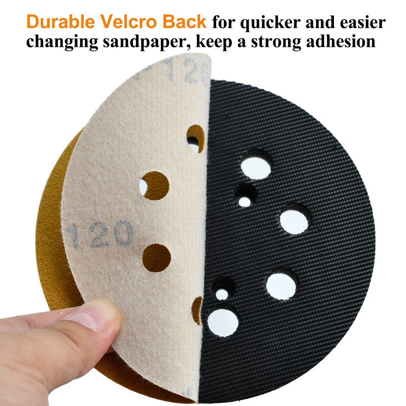 Aiyard 5-Inch 8-Hole Hook and Loop Sanding Discs 120-Grit Random Orbit Sandpaper, 100-Pack - Image 4