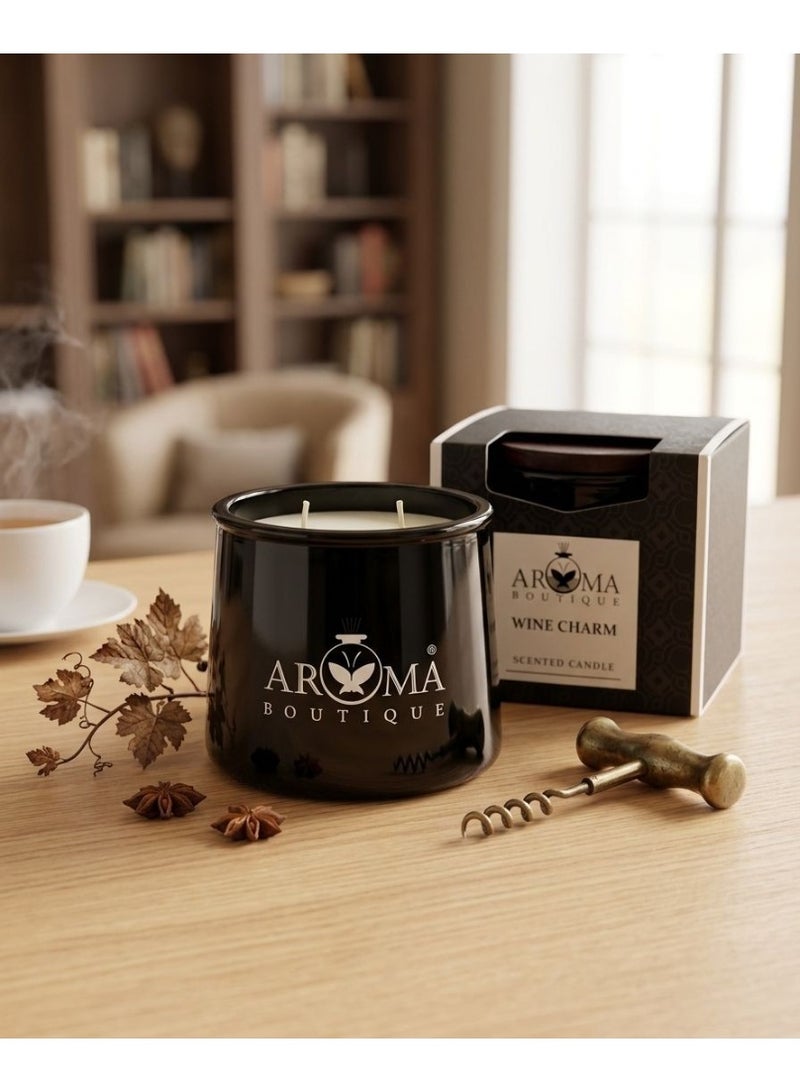 Aroma Luxury Scented Candle With Two Wicks Black Color And a Wooden Lid. - Image 2