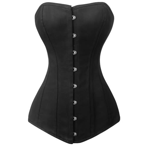 Charmian Women's 26 Steel Boned Cotton Long Torso Hourglass Body Shaper Corset Black Medium - Image 1