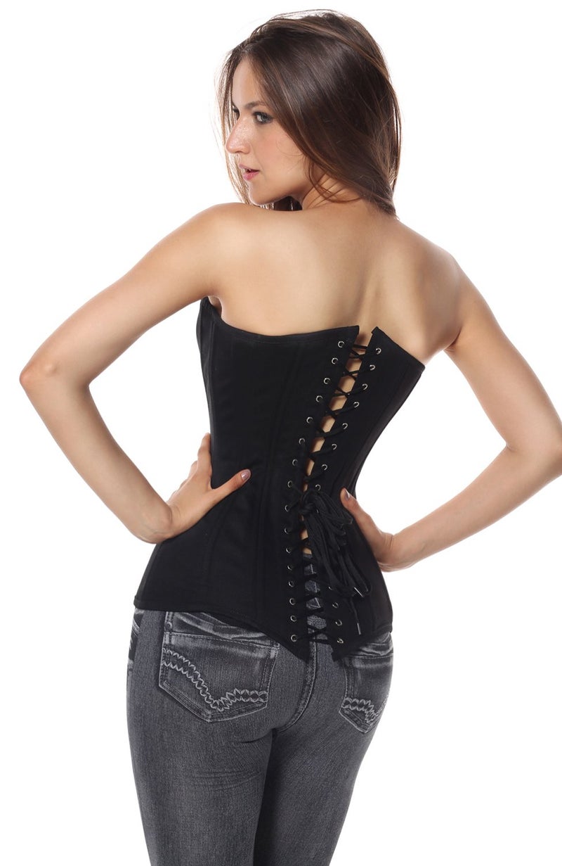 Charmian Women's 26 Steel Boned Cotton Long Torso Hourglass Body Shaper Corset Black Medium - Image 4