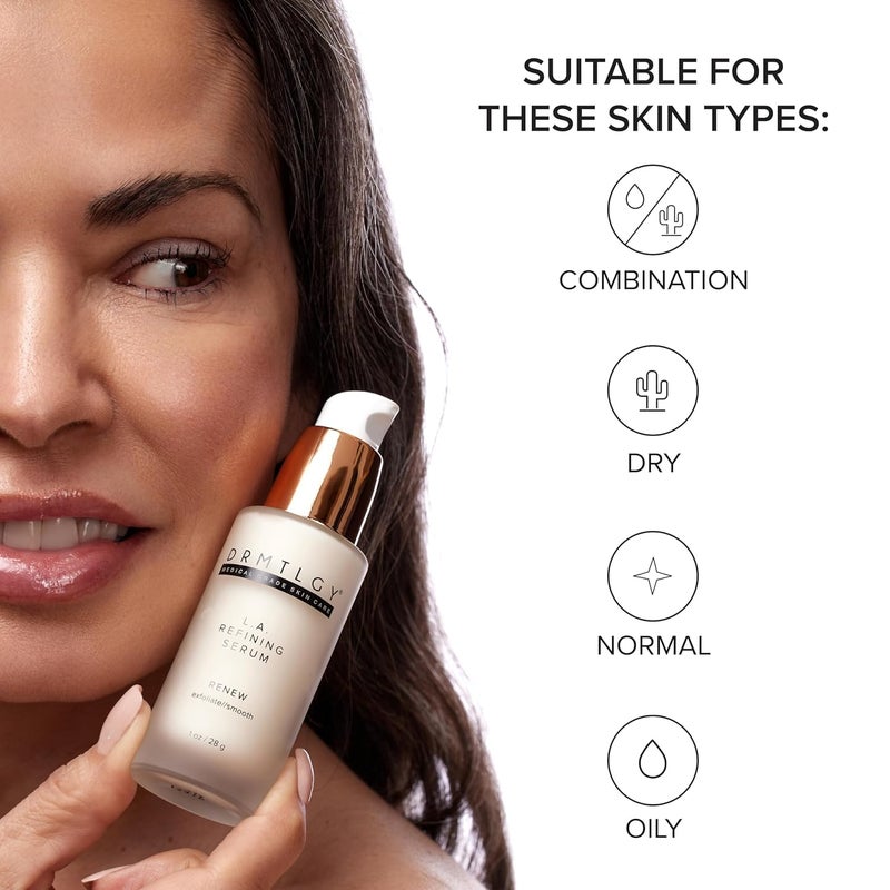 DRMTLGY Lactic Acid 12% Refining Serum for Face - AHA & PHA Exfoliating Face Serum - Dark Spot Serum with Brightening Licorice Root Extract, 1oz - Image 4