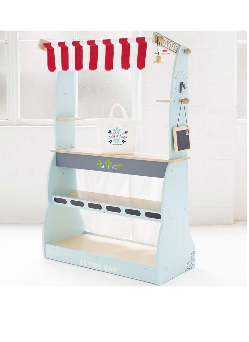 Le Toy Van Le Toy Van Shop & Cafe Market Stand - Wooden Pretend Play Toy, Market Stall for Kids, Role-Playing, Interactive Shop Set, Café and Store Play Set  - Image 3