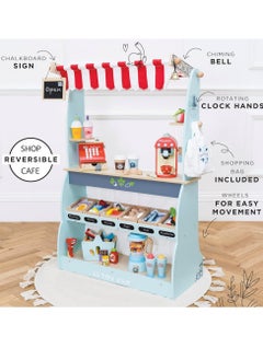 Le Toy Van Le Toy Van Shop & Cafe Market Stand - Wooden Pretend Play Toy, Market Stall for Kids, Role-Playing, Interactive Shop Set, Café and Store Play Set  - Image 4