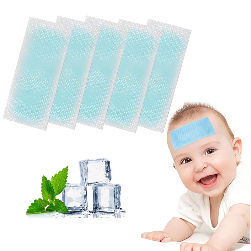 20 Sheets Fever Patch for Kids Cooling Patch Forehead Strips Cooling Gel Sheet for Baby Kids Children Adult Relieve Headache Toothache Pain Sunstroke Drowsiness Fatigue Refreshing