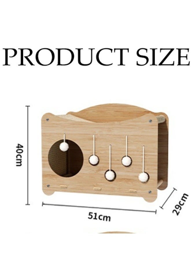 DUNISO منزل خدش قطط متعدد الوظائف 3 في 1 شكل مكعب من الكرتون مع 5 كرات لعب فخمة للقطط الكبيرة قابلة للفك لوح خدش من الكرتون للقطط لطحن المخالب، التدريب، اللعب، النوم، الراحة - Image 4