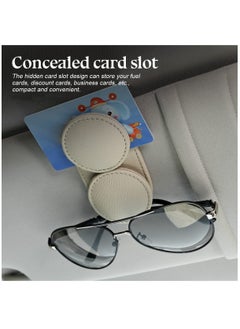 Excefore Sunglasses Holder for Car Sun Visor, Double Position Leather Glasses Hanger, Magnetic Eyeglass Clip for Auto, Ticket Card Clips Organizer, Universal Vehicle Visor Accessories, Beige  - Image 3