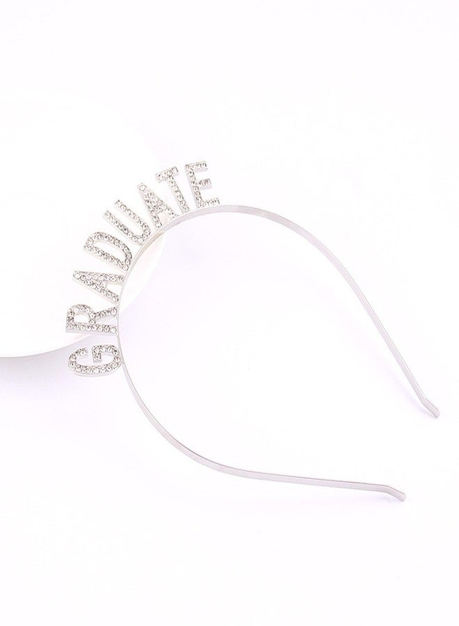 Soochat رباط رأس تخرج سوكشات مزين بالأحجار اللامعة لحروف الخريجين للنساء والفتيات لزينة الحفلات (فضي) - Image 3