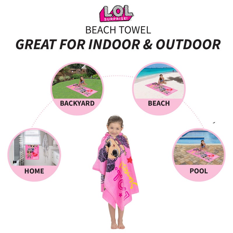 Franco Kids Super Soft Cotton Bath/Pool/Beach Towel, 58 in x 28 in, LOL Surprise - Image 2