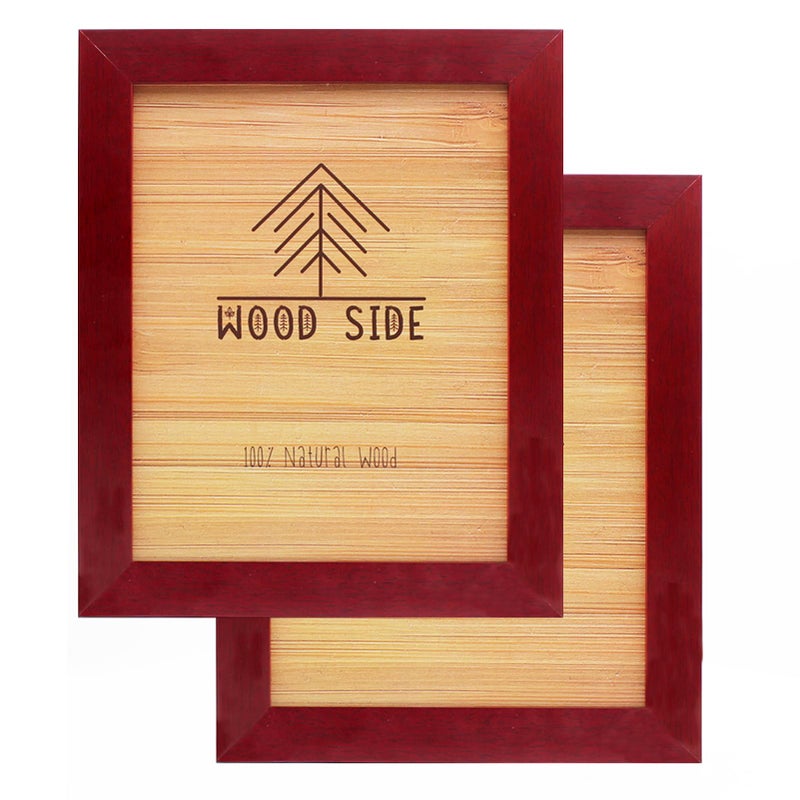 WOOD SIDE ORBIS Rustic Wooden Picture Frame 5x7 Inch - Set of 2-100% Natural Eco Distressed Wood and Real Glass - Made for Wall and Table Top Display - Mahogany - Image 1