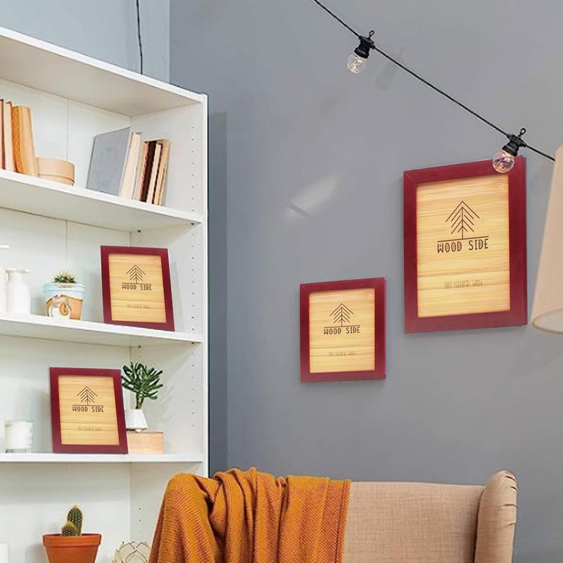 WOOD SIDE ORBIS Rustic Wooden Picture Frame 5x7 Inch - Set of 2-100% Natural Eco Distressed Wood and Real Glass - Made for Wall and Table Top Display - Mahogany - Image 5