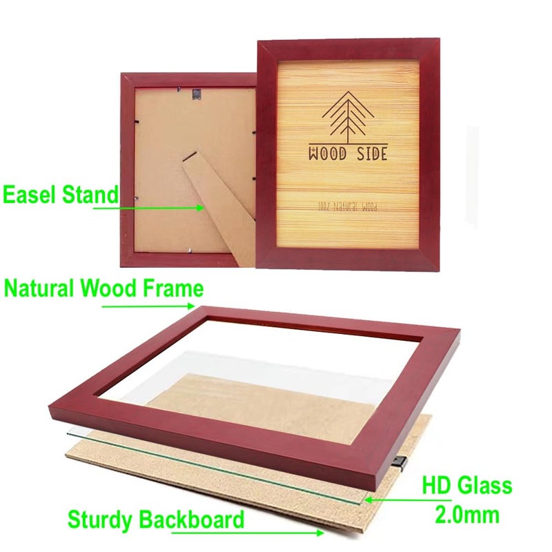 WOOD SIDE ORBIS Rustic Wooden Picture Frame 5x7 Inch - Set of 2-100% Natural Eco Distressed Wood and Real Glass - Made for Wall and Table Top Display - Mahogany - Image 3