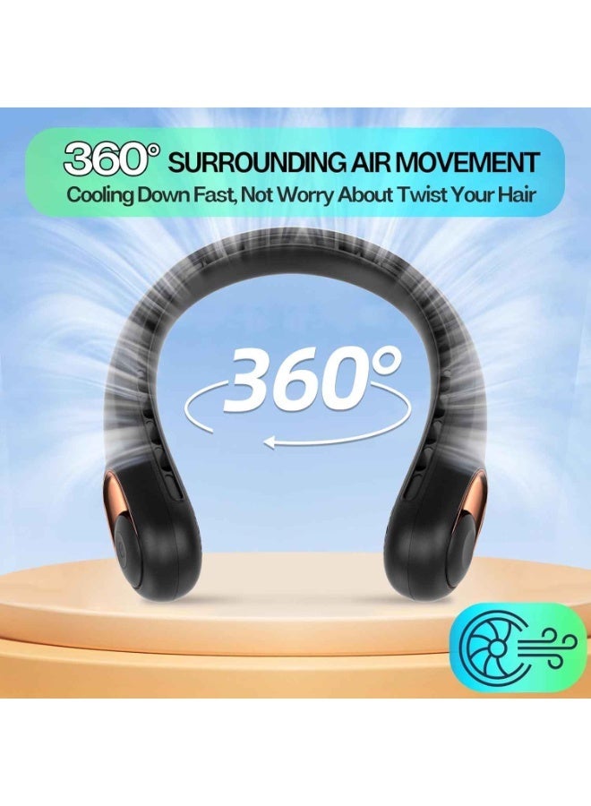 مروحة رقبة محمولة بدون شفرات، مروحة تبريد محمولة، تدفق هواء مطوّر بزاوية 360 درجة، هادئة للغاية، 3 سرعات، بطارية 4000 مللي أمبير، قابلة للارتداء، حجم هواء تبريد معزز، قابلة للشحن عبر USB، وتعمل بدون استخدام اليدين. - Image 4
