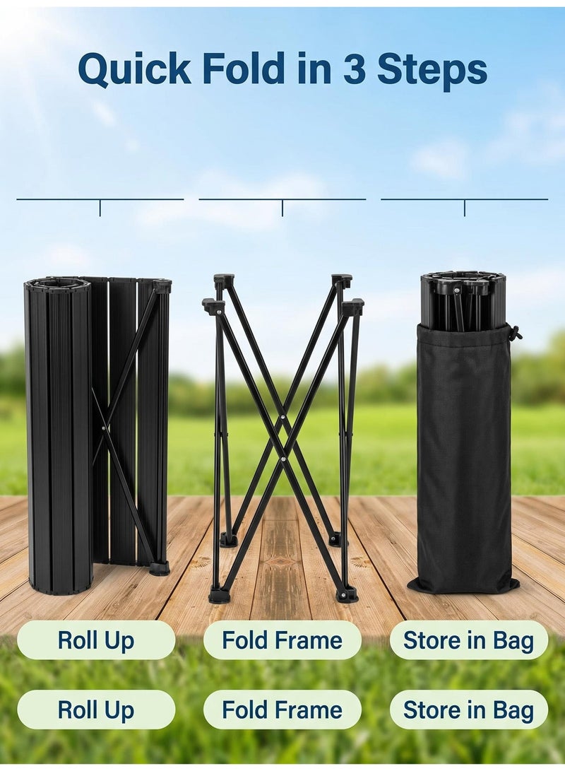 MIIGA Portable Folding Camping Table, Lightweight Aluminum Roll Top Picnic Table, Waterproof Foldable Outdoor Table with X-Shaped Frame for Beach, Garden, BBQ, Desert Camping, Travel - Image 5