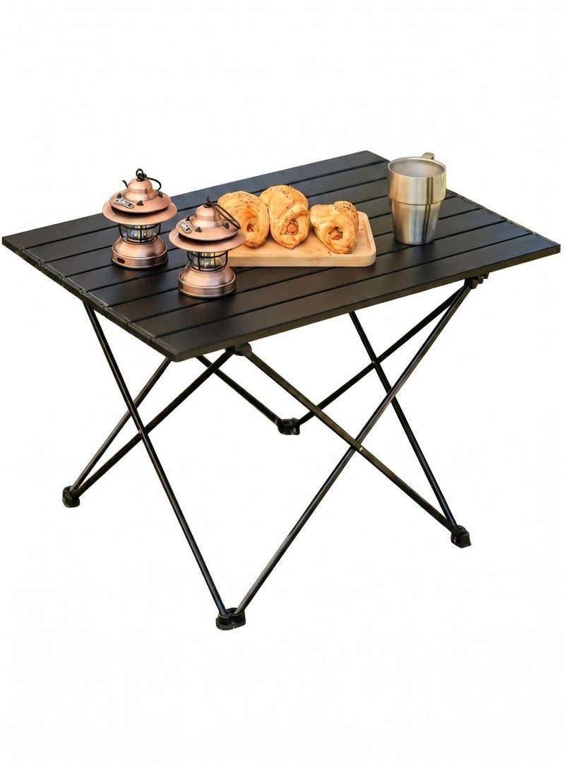 MIIGA Portable Folding Camping Table, Lightweight Aluminum Roll Top Picnic Table, Waterproof Foldable Outdoor Table with X-Shaped Frame for Beach, Garden, BBQ, Desert Camping, Travel - Image 1