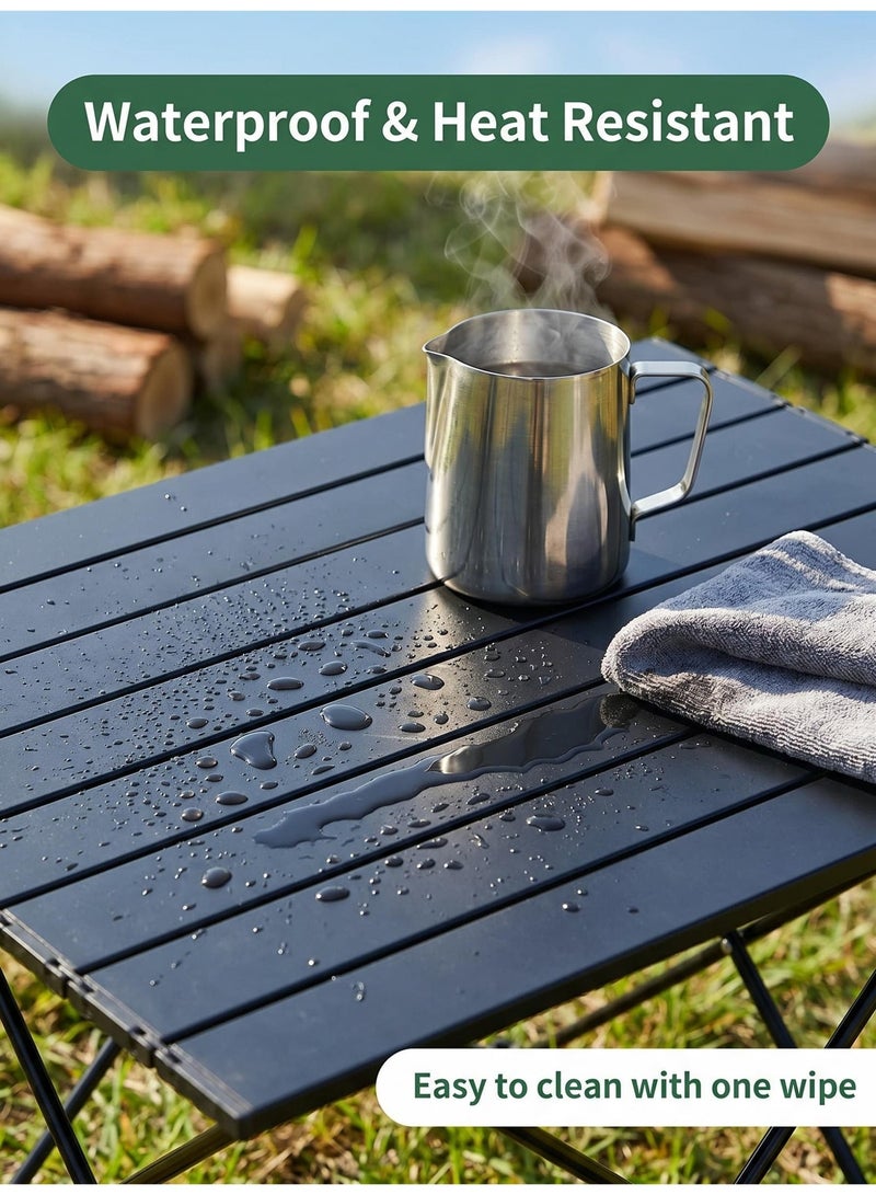MIIGA Portable Folding Camping Table, Lightweight Aluminum Roll Top Picnic Table, Waterproof Foldable Outdoor Table with X-Shaped Frame for Beach, Garden, BBQ, Desert Camping, Travel - Image 4