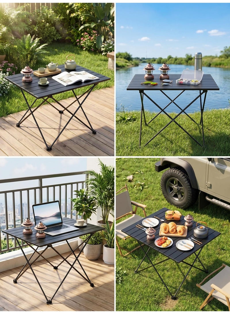 MIIGA Portable Folding Camping Table, Lightweight Aluminum Roll Top Picnic Table, Waterproof Foldable Outdoor Table with X-Shaped Frame for Beach, Garden, BBQ, Desert Camping, Travel - Image 2