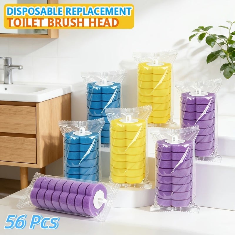 56 Pcs Toilet Cleaning Rod Replacement Set 3 Color Transparent Packaging Bags Disposable Toilet Replacement Head Pads Suitable For Bathtubs And Washbasins Polychrome - Image 4