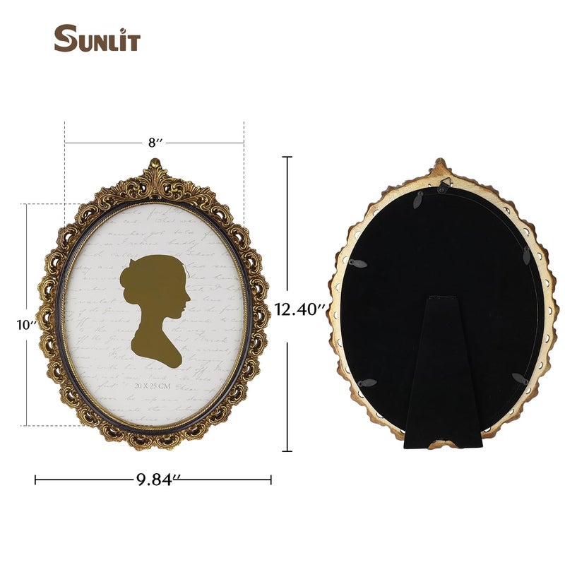 Sunlit Vintage Picture Frame 8x10 Inch, Oval Antique Photo Frames with Glass Front, Luxury Photo Display, Tabletop Wall Hanging, Gift Ideas, Gold and Black - Image 2