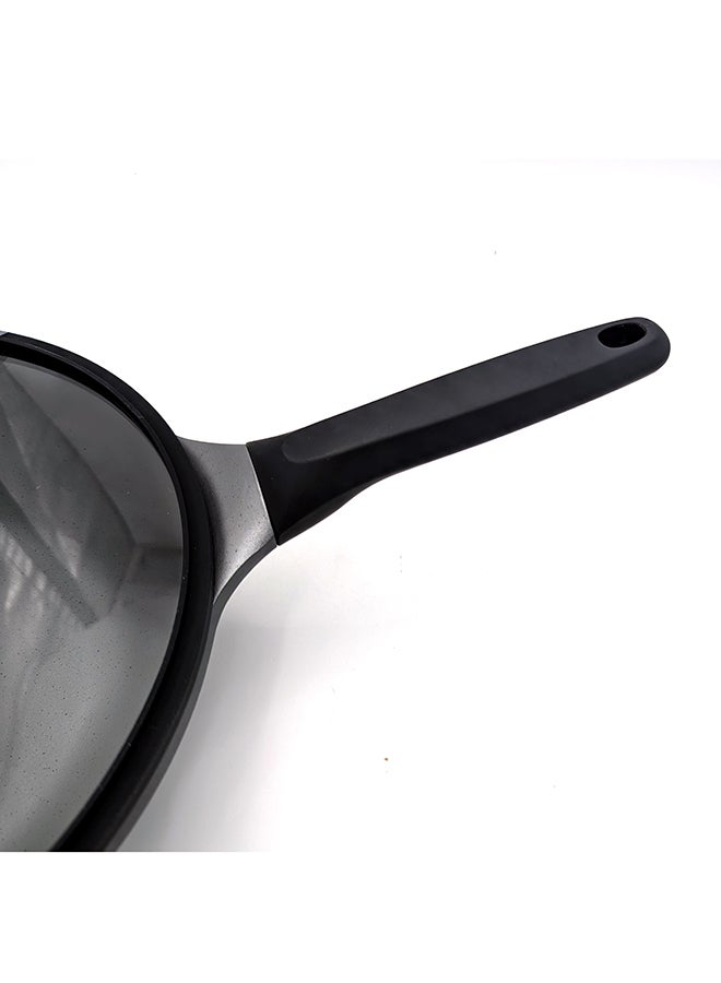 Prestige Essential Cast Aluminum Black 28Cm Wok With Glass Lid | Non Stick Induction-Based Wok Pan With Lid Black - Image 2