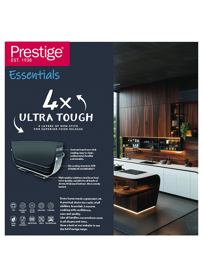 Prestige Essential Cast Aluminum Black 28Cm Wok With Glass Lid | Non Stick Induction-Based Wok Pan With Lid Black - Image 4