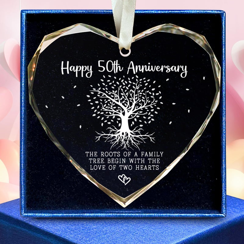 50th Anniversary Marriage Gifts for Couple 50th Anniversary Wedding Gifts 50 Wedding Ornaments for Couple Her Him Wife Husband Parents Glass Ornament