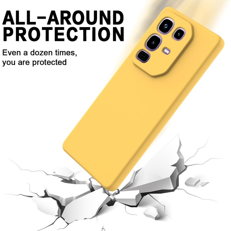 إيروريكس جراب هاتف Infinix Note 50s بلون سادة من السيليكون السائل المقاوم للسقوط بتغطية كاملة (أصفر) - Image 5