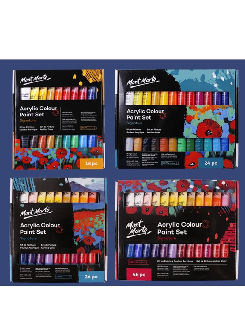 Mont Marte - 18pcs Acrylic Paint Set 36ml Tubes Ideal For Acrylic Painting Brilliant Lightfast Colours With Great Opacity - Image 1