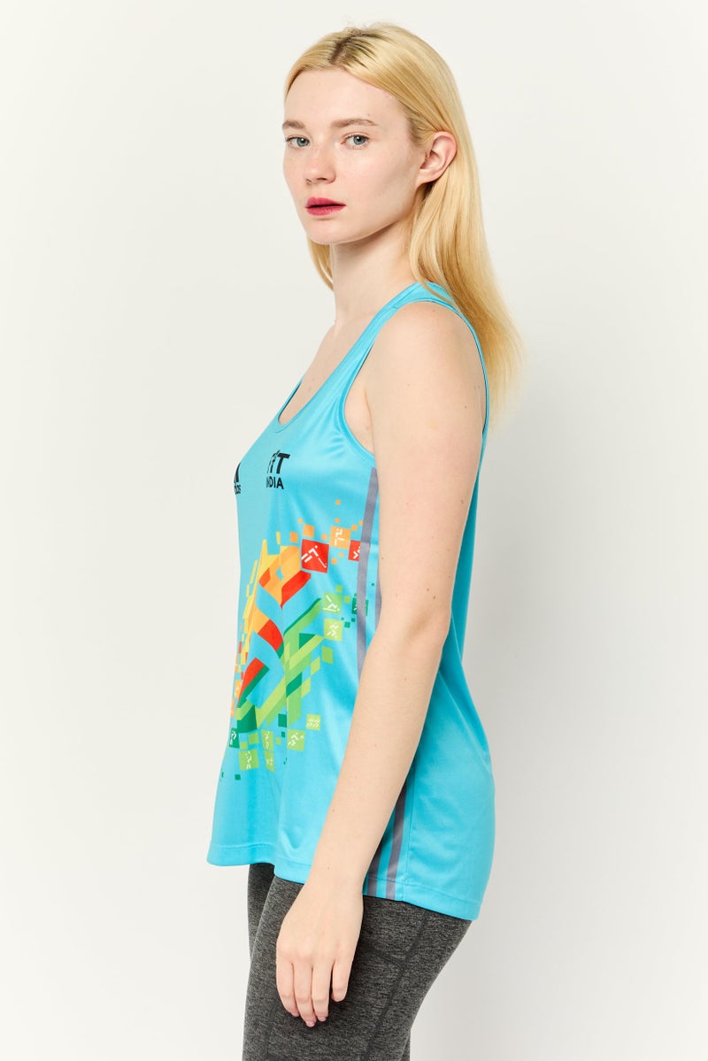 Adidas Women Sportswear Fit Fit India Training Jersey, Turquoise - Image 3