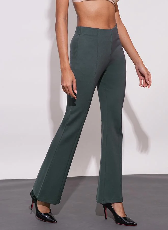 globus Grey Stretchable Workwear Bootcut Treggings