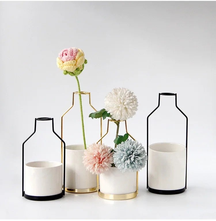 Bluejw Scandinavian Modern Iron & Ceramic Vase for Dried Plants - Handmade Nordic Minimalist Dry Flower Arrangement, Wedding Home Decor - Image 4