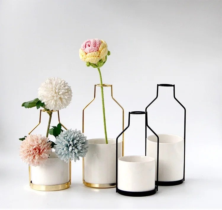 Bluejw Scandinavian Modern Iron & Ceramic Vase for Dried Plants - Handmade Nordic Minimalist Dry Flower Arrangement, Wedding Home Decor - Image 3