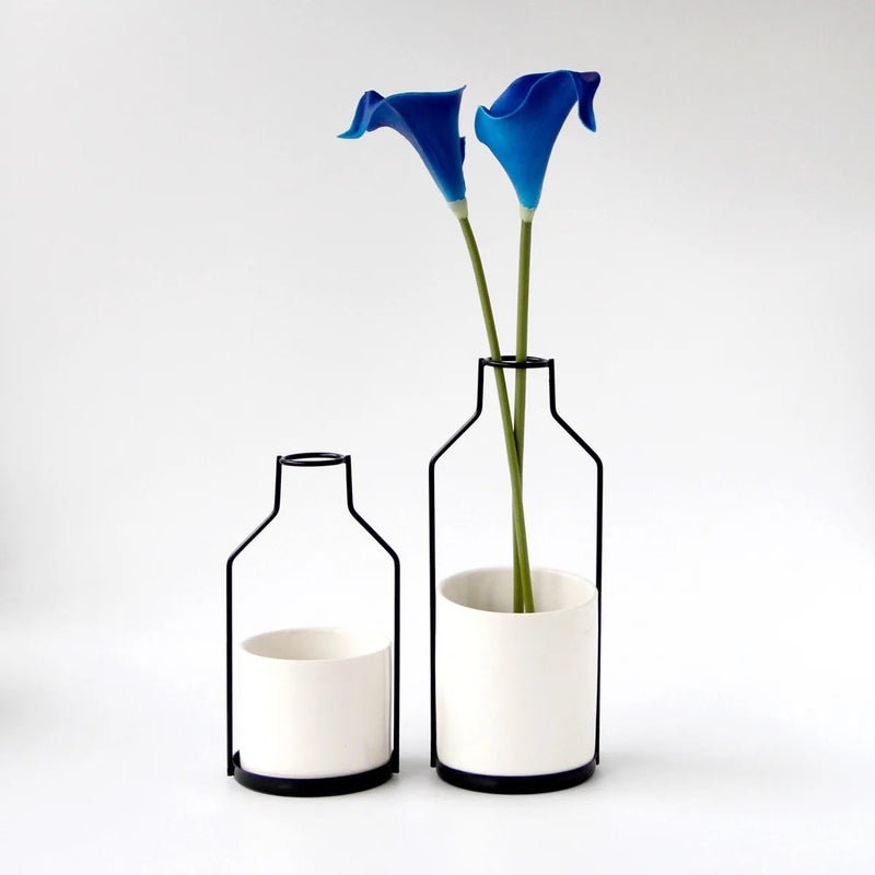 Bluejw Scandinavian Modern Iron & Ceramic Vase for Dried Plants - Handmade Nordic Minimalist Dry Flower Arrangement, Wedding Home Decor - Image 1