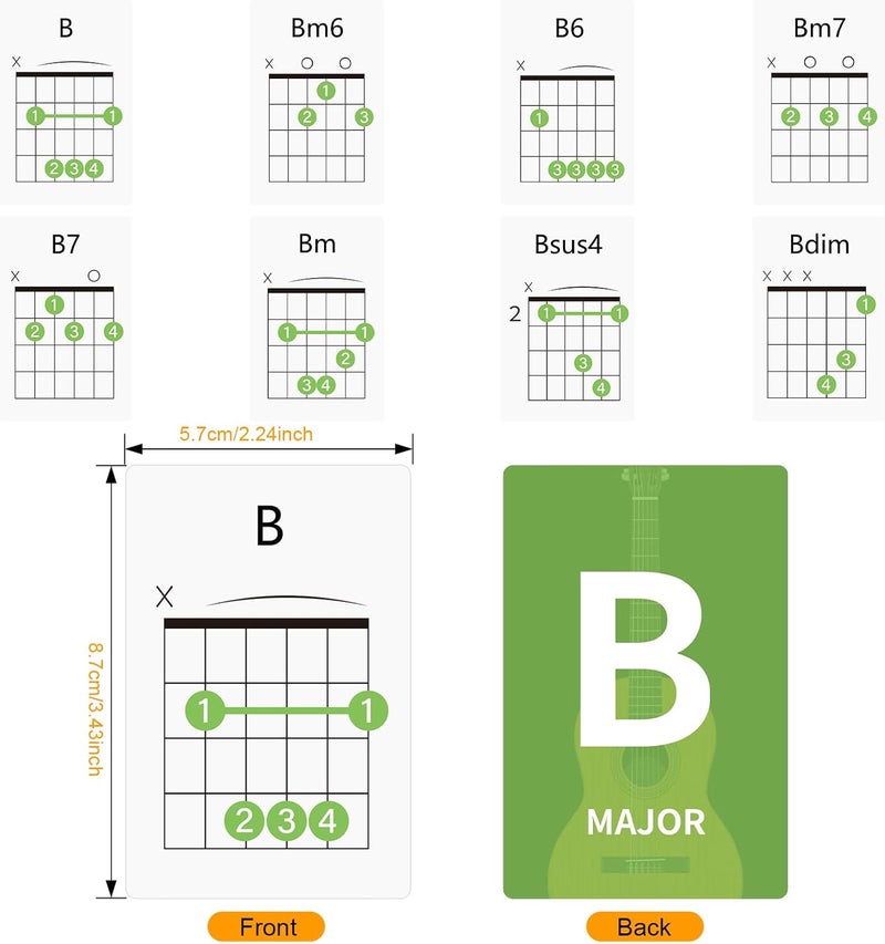 JYCSTE Guitar Chord Flash Cards, 56 Cards on Guitar Note Theory Flash Cards on Major and Minor Scales for Music Teaching and Beginners - Image 5