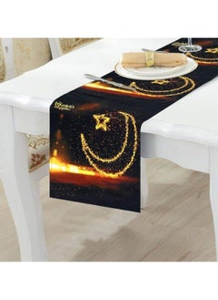 VUCATIN Eid Mubarak Table Runner Eid Mubarak Tablecloth Table Decorations 12.6 x 70.9 Inch Gold Star Crescent Moon Table Cloth Dining Placemat for Eid Mubarak Ramadan Home Party Supplies  - Image 1