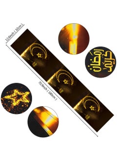 VUCATIN Eid Mubarak Table Runner Eid Mubarak Tablecloth Table Decorations 12.6 x 70.9 Inch Gold Star Crescent Moon Table Cloth Dining Placemat for Eid Mubarak Ramadan Home Party Supplies  - Image 2