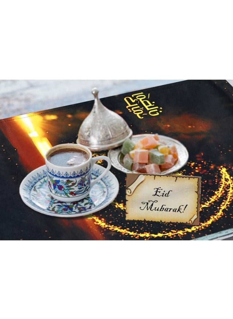 VUCATIN مفرش طاولة عيد مبارك، مفرش طاولة عيد مبارك، ديكورات طاولة 12.6 × 70.9 بوصة، مفرش طاولة على شكل نجمة ذهبية وهلال وقمر، مفرش طعام لعيد مبارك ومستلزمات حفلات رمضان المنزلية  - Image 5