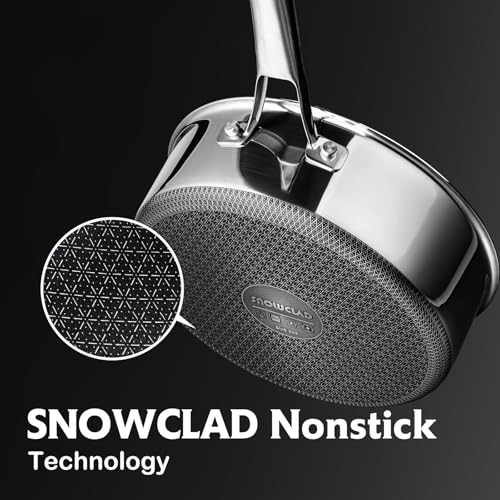 SNOWCLAD Frying Pans Nonstick with Lid,Hybrid Non Stick 5 Quart Saute pan,PFOA Free Cookware,Stainless Steel skillet,12 inch Deep Saute Pan,Dishwasher&Oven Safe,Works on All Cooktops - Image 5