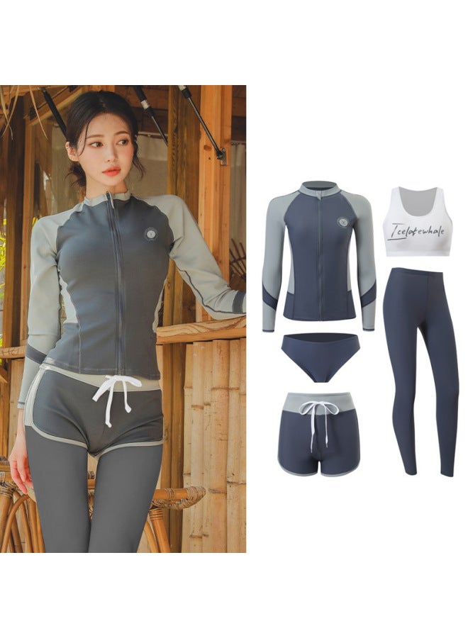 Family Clothing Men's And Women's Long-sleeved Trousers Set Diving Suit Swimsuit Split Color-matching Cute Swimwear