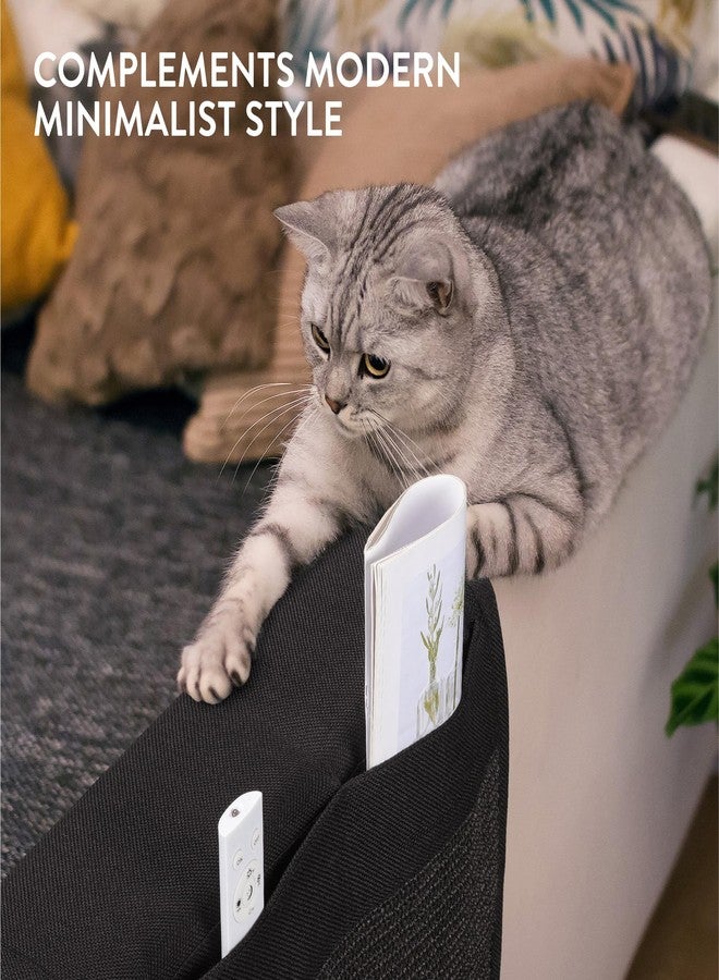 Navaris Cat Scratch Sofa Protector with Storage Space - Durable Sisal Pad - Scratcher Mat to Stop Cats Scratching Furniture - Indoor Cat Scratch Pads Suitable for All Sofas - Black - Image 2